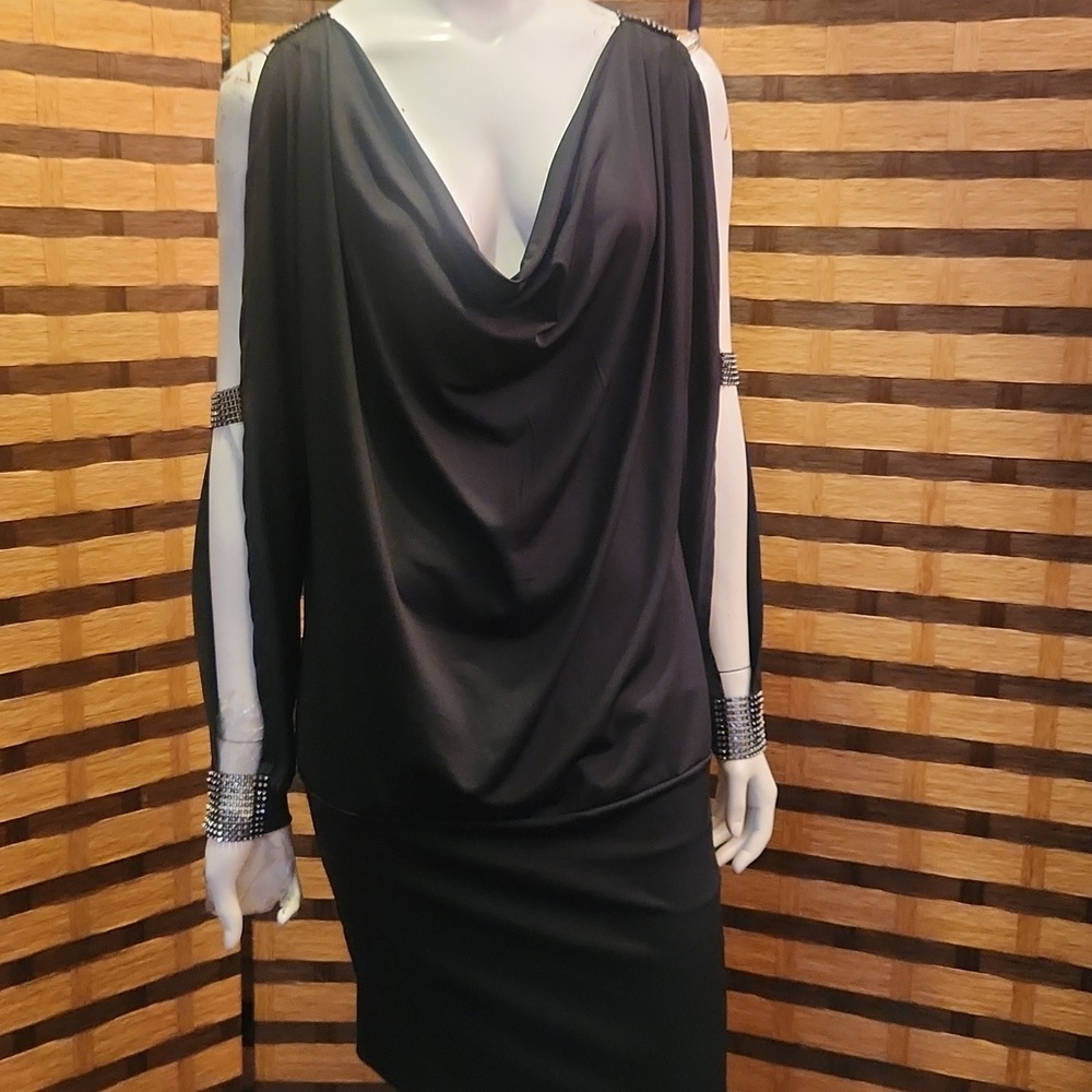 NWT! Dots open shoulder dress cowl neck